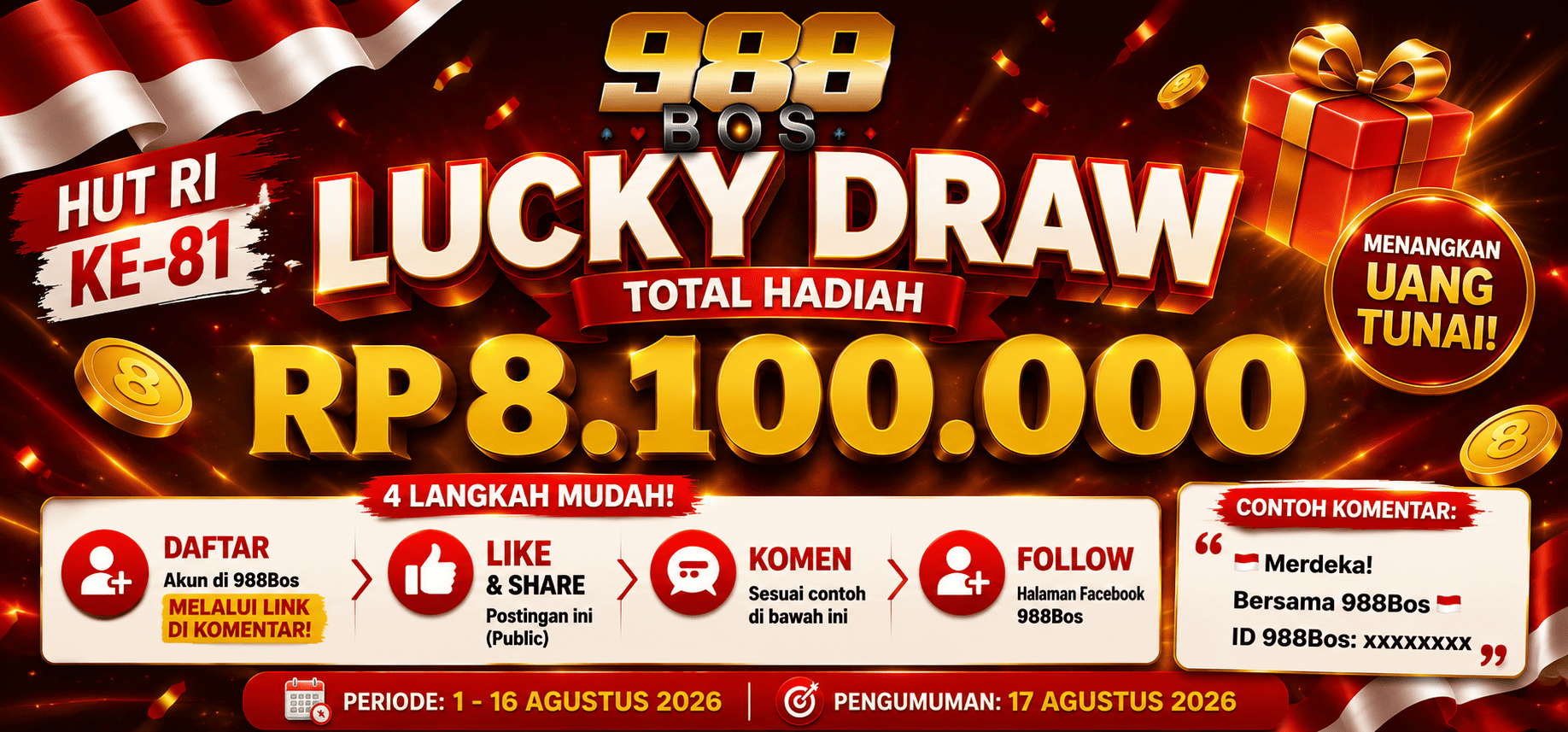 HUT RI Ke-81 Lucky Draw 988Bos